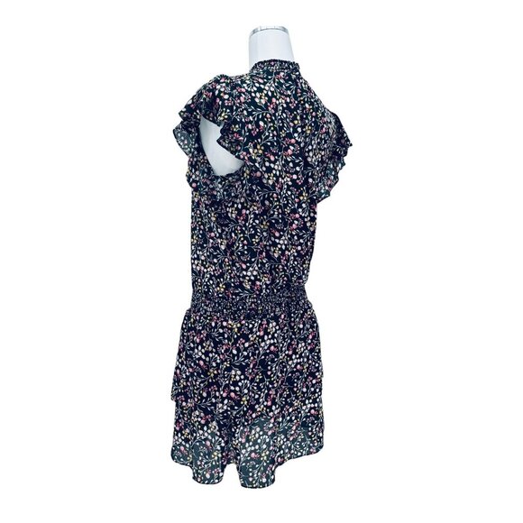 Micro Floral Print Smocked Waist Ruffle Sleeve Dress Large Boho Chic Cottagecore - Picture 5 of 15